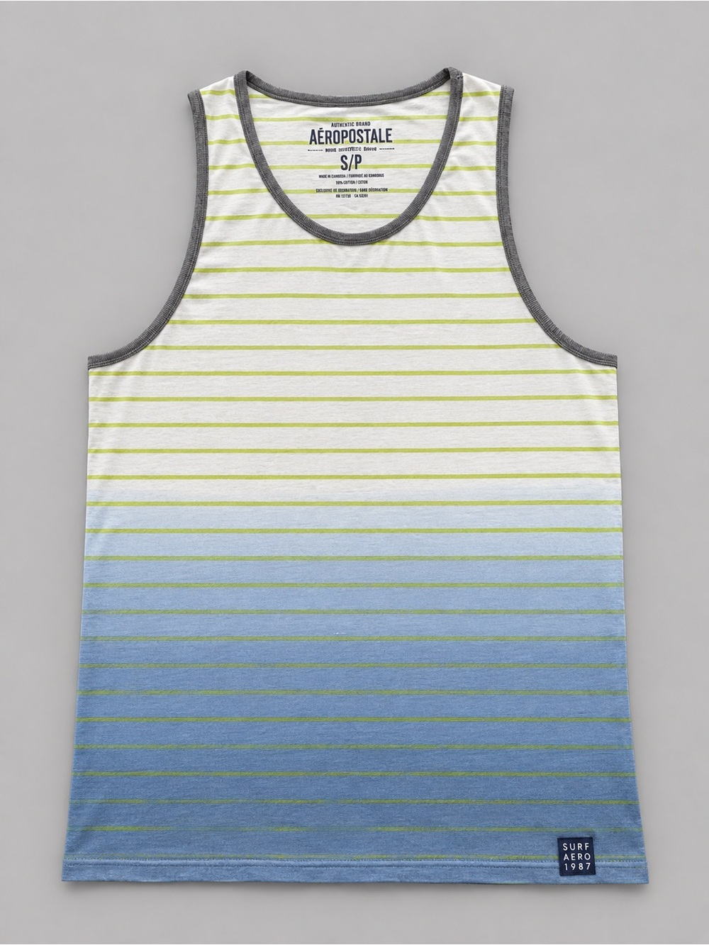 Aeropostale Men's Blue & Green Stripe Tank